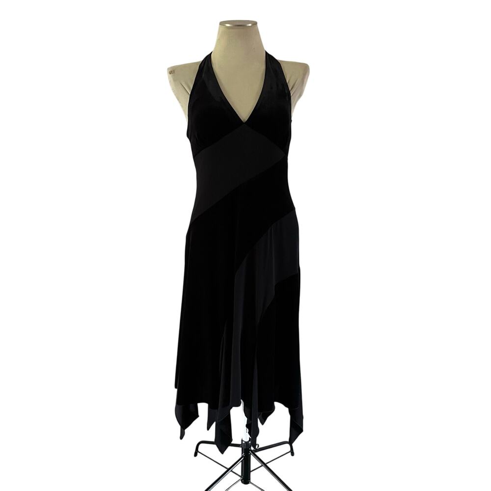 Y2K 2000s Black Velvet Babydoll Halter Dress Sz S Witchy Whimsygoth Fairy Grunge